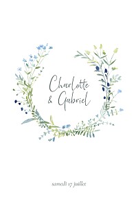 Faire-part de mariage bleu couronne florale (arche) bleu Faire-part de mariage bleu couronne florale (arche) bleu