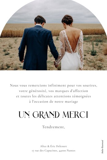 Carte de remerciement mariage Storia (Arche) Blanc - Verso