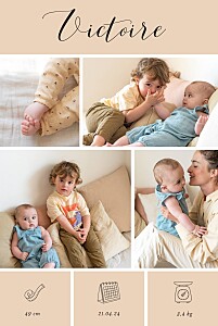 Faire-part de naissance mes petits pictos (multi photo) beige Faire-part de naissance mes petits pictos (multi photo) beige