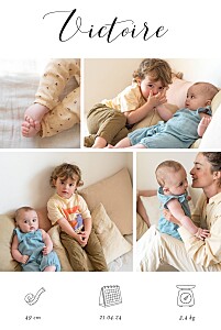 Faire-part de naissance blanc mes petits pictos (multi photo) blanc Faire-part de naissance blanc mes petits pictos (multi photo) blanc