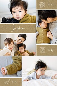 Faire-part de naissance design picto multi photo (portrait) kraft Faire-part de naissance design picto multi photo (portrait) kraft