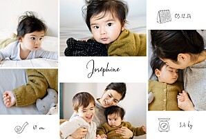 Faire-part de naissance blanc picto multi photo (portrait) blanc Faire-part de naissance blanc picto multi photo (portrait) blanc