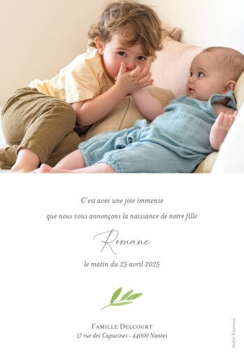 Faire-part de naissance Bucolique (portrait) bleu - Verso Faire-part de naissance Bucolique (portrait) bleu - Verso