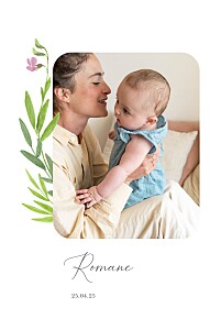 Faire-part de naissance rose bucolique (portrait) rose Faire-part de naissance rose bucolique (portrait) rose