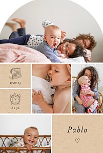 Faire-part de naissance beige picto pastel (arche) beige Faire-part de naissance beige picto pastel (arche) beige