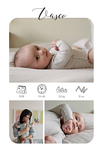 Faire-part de naissance design tendre innocence picto (portrait) blanc Faire-part de naissance design tendre innocence picto (portrait) blanc