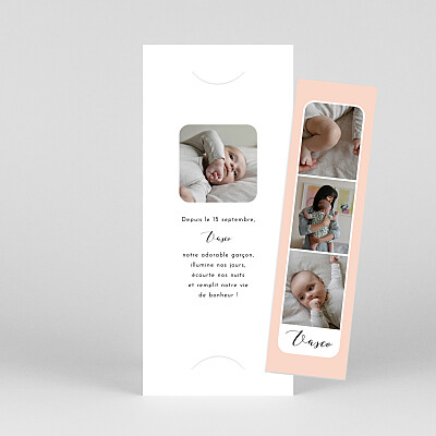 Faire-part de naissance design tendre innoncence picto (marque page) beige Faire-part de naissance design tendre innoncence picto (marque page) beige