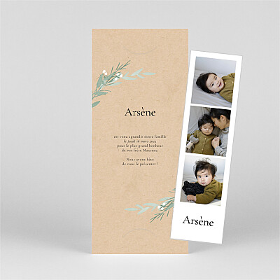 Faire-part de naissance vintage couronne d'eucalyptus (marque-page) vert beige Faire-part de naissance vintage couronne d'eucalyptus (marque-page) vert beige