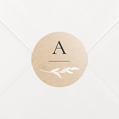 Stickers pour enveloppes naissance beige couronne d'eucalyptus beige texturé Stickers pour enveloppes naissance beige couronne d'eucalyptus beige texturé