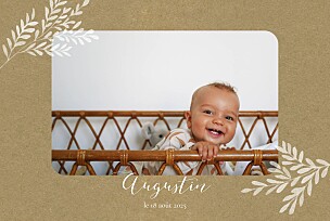 Faire-part de naissance vintage petits brins (paysage) kraft Faire-part de naissance vintage petits brins (paysage) kraft