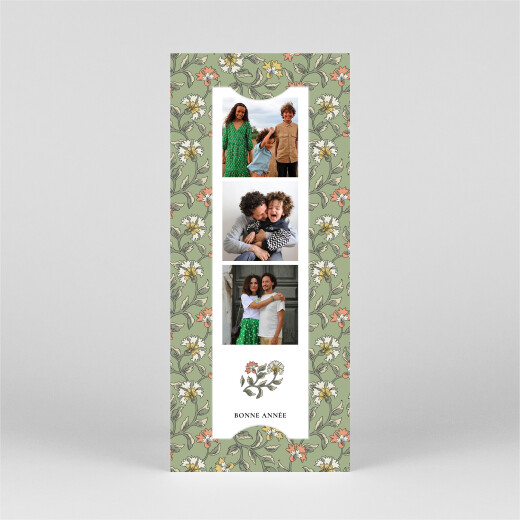 Carte de voeux Floraison (marque page) vert - Vue 2 Carte de voeux Floraison (marque page) vert - Vue 2
