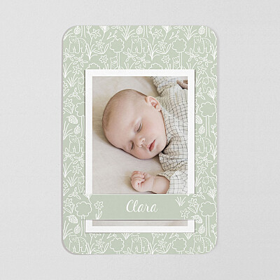 Faire-part de naissance avec 2 photos et plus promenade (bandeau) vert Faire-part de naissance avec 2 photos et plus promenade (bandeau) vert