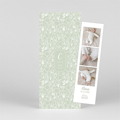 Faire-part de naissance vert promenade (marque-page) vert Faire-part de naissance vert promenade (marque-page) vert