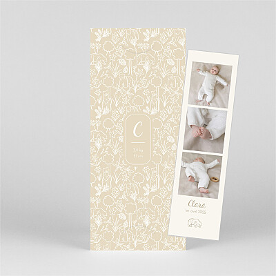 Faire-part de naissance beige promenade (marque-page) beige Faire-part de naissance beige promenade (marque-page) beige
