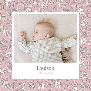 Faire-part de naissance brins fleuris (4 pages) rose Faire-part de naissance brins fleuris (4 pages) rose