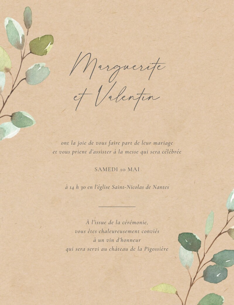 Faire Part De Mariage Brins D Eucalyptus Rosemood