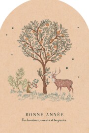 Carte de voeux Conte de Noël (arche) beige texturé