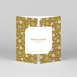 Carte de voeux Brins fleuris (fenêtre) ocre