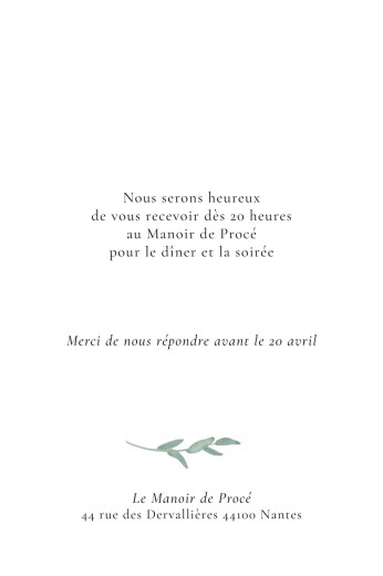 Carton d'invitation mariage Couronne d'eucalyptus (Portrait) Beige - Verso Carton d'invitation mariage Couronne d'eucalyptus (Portrait) Beige - Verso