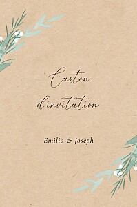 Carton d'invitation mariage couronne d'eucalyptus (portrait) beige Carton d'invitation mariage couronne d'eucalyptus (portrait) beige