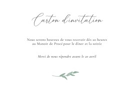 Carton d'invitation mariage Couronne d'eucalyptus (plan) blanc