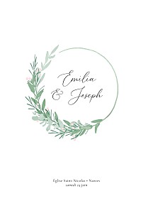 Couverture livret de messe mariage couronne d'eucalyptus rose Couverture livret de messe mariage couronne d'eucalyptus rose