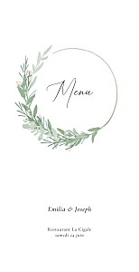 Menu de mariage le collectif couronne d'eucalyptus rose Menu de mariage le collectif couronne d'eucalyptus rose