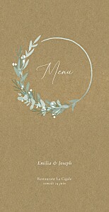Menu de mariage gris couronne d'eucalyptus kraft Menu de mariage gris couronne d'eucalyptus kraft