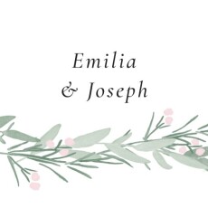 Etiquette perforée mariage Couronne d'eucalyptus Rose