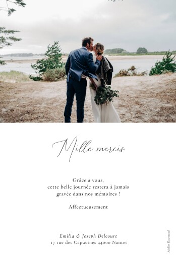 Carte de remerciement mariage Couronne d'eucalyptus (simple) Blanc - Verso Carte de remerciement mariage Couronne d'eucalyptus (simple) Blanc - Verso