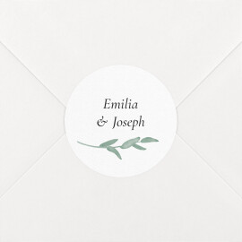 Stickers pour enveloppes mariage Couronne d'eucalyptus blanc