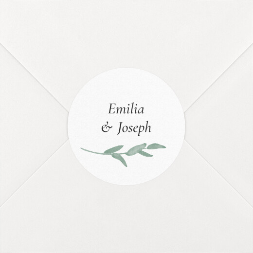Stickers pour enveloppes mariage Couronne d'eucalyptus blanc - Vue 1