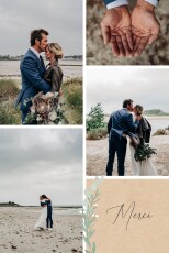 Carte de remerciement mariage Couronne d'eucalyptus (multi-photo) beige