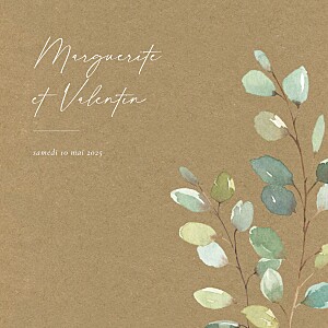 Faire-part de mariage champêtre brins d'eucalyptus (4 pages) kraft Faire-part de mariage champêtre brins d'eucalyptus (4 pages) kraft