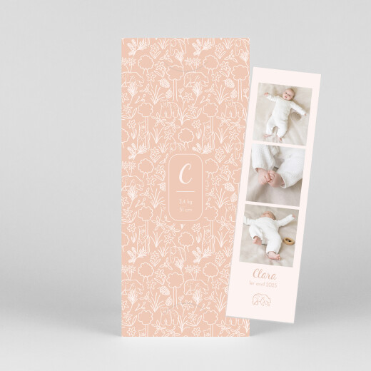 Faire-part de naissance Promenade (marque-page) rose - Vue 1 Faire-part de naissance Promenade (marque-page) rose - Vue 1