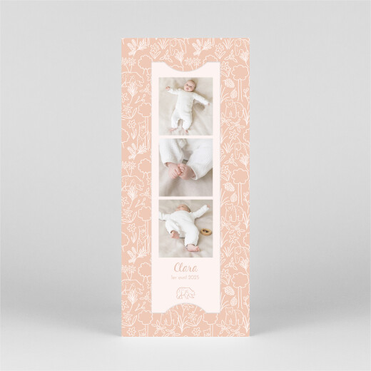 Faire-part de naissance Promenade (marque-page) rose - Vue 2 Faire-part de naissance Promenade (marque-page) rose - Vue 2