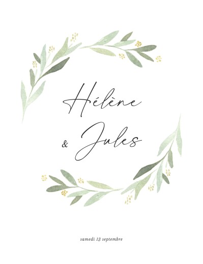 Faire-part de mariage Pousse végétale jaune - Recto Faire-part de mariage Pousse végétale jaune - Recto