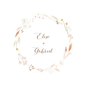 Faire-part de mariage été couronne bohème (4 pages) blanc Faire-part de mariage été couronne bohème (4 pages) blanc