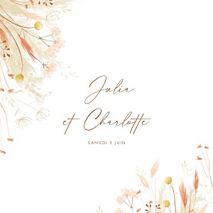 Faire-part de mariage fleur pampas fleuries (4 pages) blanc Faire-part de mariage fleur pampas fleuries (4 pages) blanc