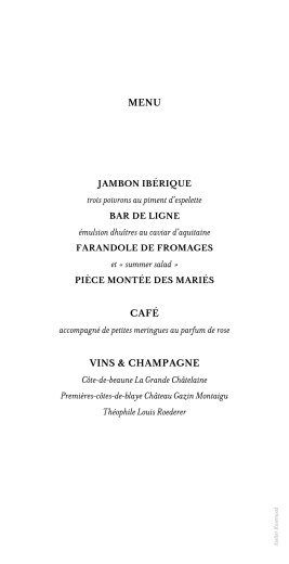 Menu de mariage Tout simplement blanc - Verso Menu de mariage Tout simplement blanc - Verso
