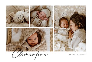 Faire-part de naissance petit frère ou petite soeur premiers jours (paysage) blanc Faire-part de naissance petit frère ou petite soeur premiers jours (paysage) blanc