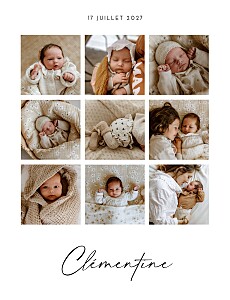 Faire-part de naissance avec 2 photos et plus premiers jours (grand format) blanc Faire-part de naissance avec 2 photos et plus premiers jours (grand format) blanc