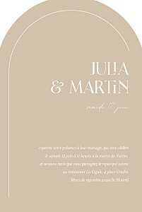 Faire-part de mariage avec photo ornement (arche) beige Faire-part de mariage avec photo ornement (arche) beige