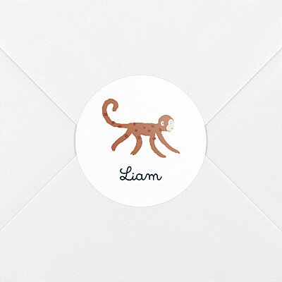 Stickers pour enveloppes naissance blanc petit ouistiti blanc Stickers pour enveloppes naissance blanc petit ouistiti blanc