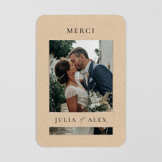 Carte de remerciement mariage Ensemble (Bandeau) Beige
