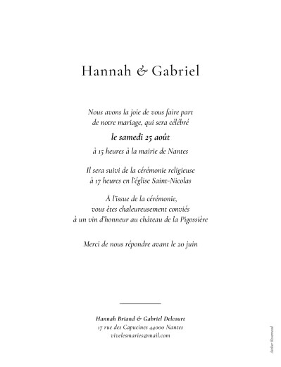 Faire-part de mariage Graminées kraft - Verso Faire-part de mariage Graminées kraft - Verso