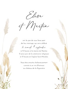 Faire-part de mariage été hauts plumets blanc Faire-part de mariage été hauts plumets blanc