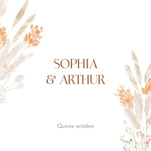 Faire-part de mariage fleur fleurs séchées (4 pages) beige Faire-part de mariage fleur fleurs séchées (4 pages) beige