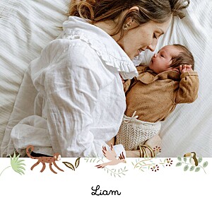 Faire-part de naissance petit frère ou petite soeur petit ouistiti (ruban) blanc Faire-part de naissance petit frère ou petite soeur petit ouistiti (ruban) blanc