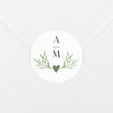 Stickers pour enveloppes mariage Cœur végétal blanc